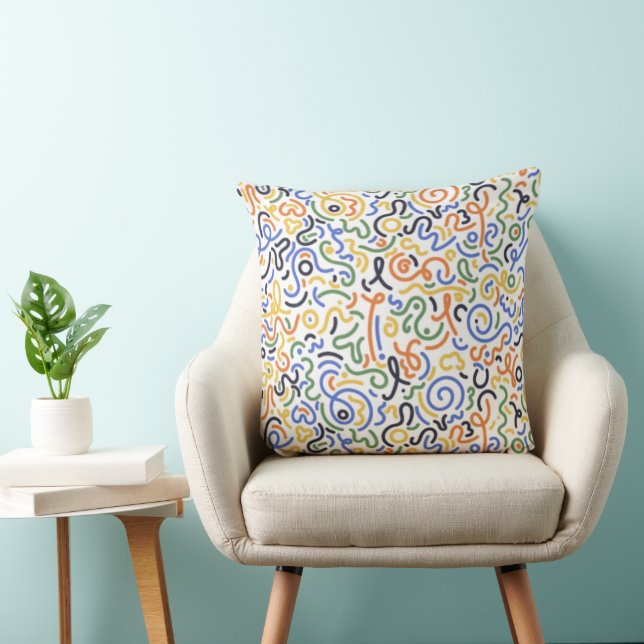 Modern Abstract Swirl Throw Pillow - Colourful Nur (Chair)