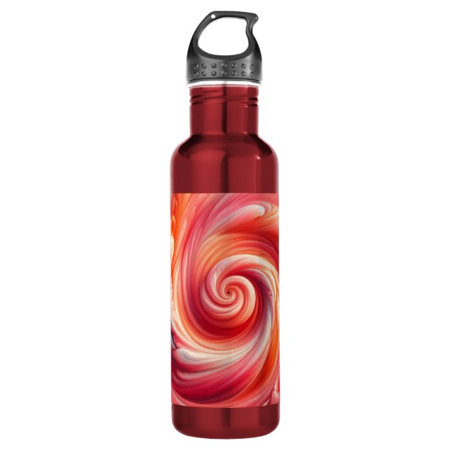 Modern Abstract Swirling Pink and Salmon  710 Ml Water Bottle (Front)