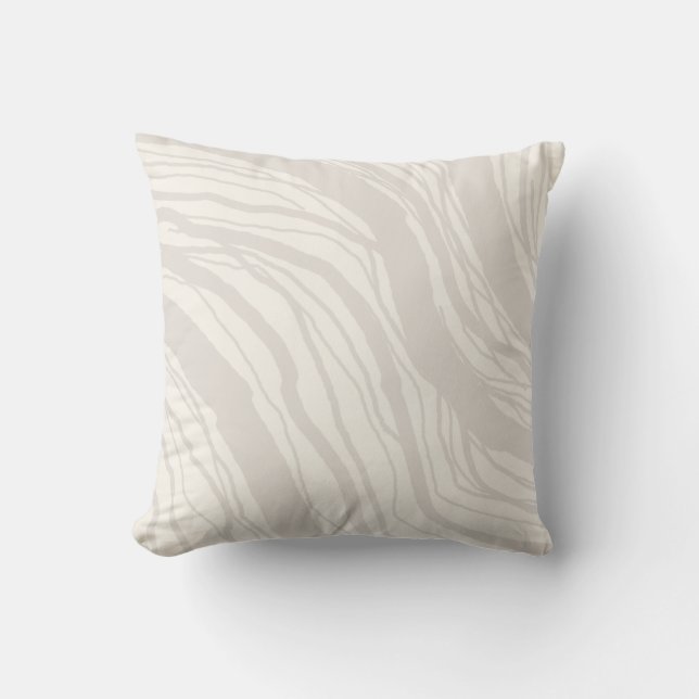 Modern Abstract Taupe Off-White Stripes Throw Pillow (Front)