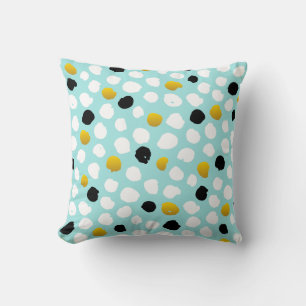 "Modern Abstract Teal and Mustard Decorative Pillo Throw Pillow