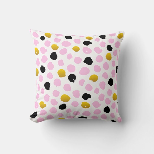"Modern Abstract Teal and Mustard Decorative Pillo Throw Pillow (Front)