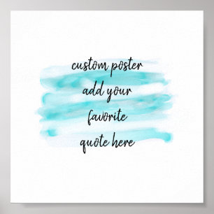 modern abstract teal blue watercolor add a quote poster