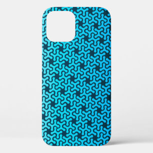 Modern Abstract Teal Geometric Puzzle Pattern   iPhone 12 Pro Case