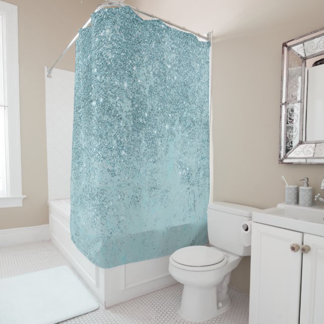 Modern abstract teal glitter blush tones marble (In Situ)