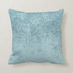 Modern abstract teal glitter blush tones marble throw pillow