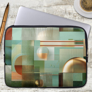 Modern Abstract Teal Gold Pattern Laptop Sleeve