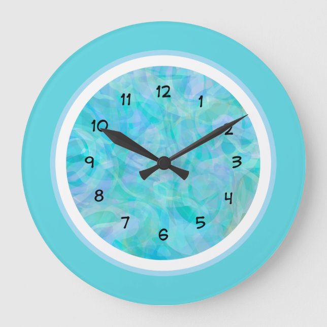 Modern Abstract Teal Purple And Green Wall Clocks (Front)