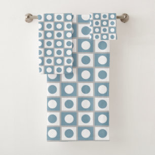 Modern Abstract Teal & White Bath Towel Set