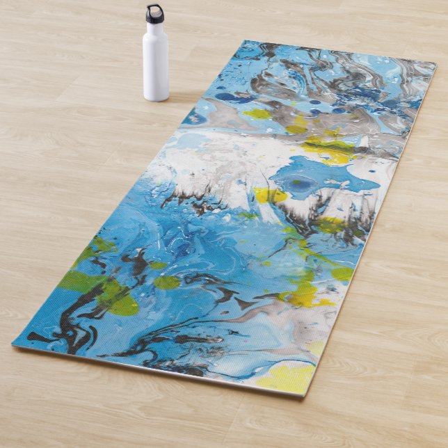 Modern Abstract Template Blue Yellow White Trendy Yoga Mat (In Situ)