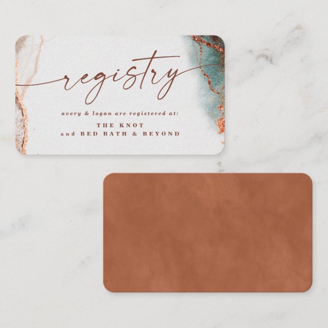 Modern Abstract Terra Cotta Fall Wedding Registry Enclosure Card (Front/Back)
