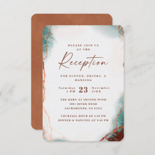 Modern Abstract Terra Cotta Wedding Reception Enclosure Card