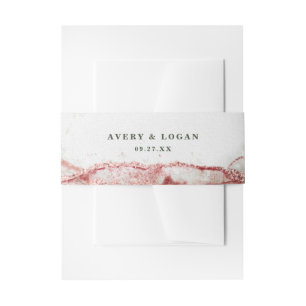 Modern Abstract Terra Rosa Pink Wedding Invitation Belly Band