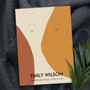 MODERN ABSTRACT TERRACOTTA RED ART EARRING DISPLAY BUSINESS CARD