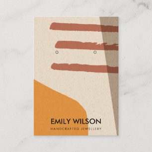 MODERN ABSTRACT TERRACOTTA RED ART EARRING DISPLAY BUSINESS CARD