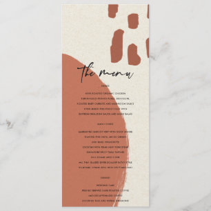 MODERN ABSTRACT TERRACOTTA RED KRAFT WEDDING MENU