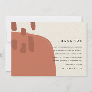 MODERN ABSTRACT TERRACOTTA RED KRAFT WEDDING THANK YOU CARD