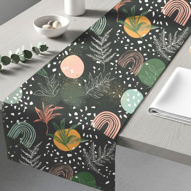 Modern Abstract Terrazzo & Botanical Collage  Short Table Runner (Creator Uploaded)