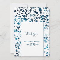 Modern Abstract Terrazzo Mosaic Blue Wedding