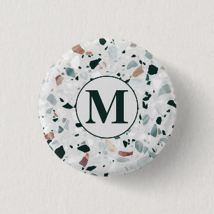 Modern Abstract Terrazzo Pattern 1 Inch Round Button