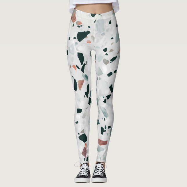 Modern Abstract Terrazzo Pattern Leggings (Front)