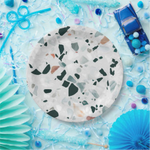 Modern Abstract Terrazzo Pattern Paper Plate