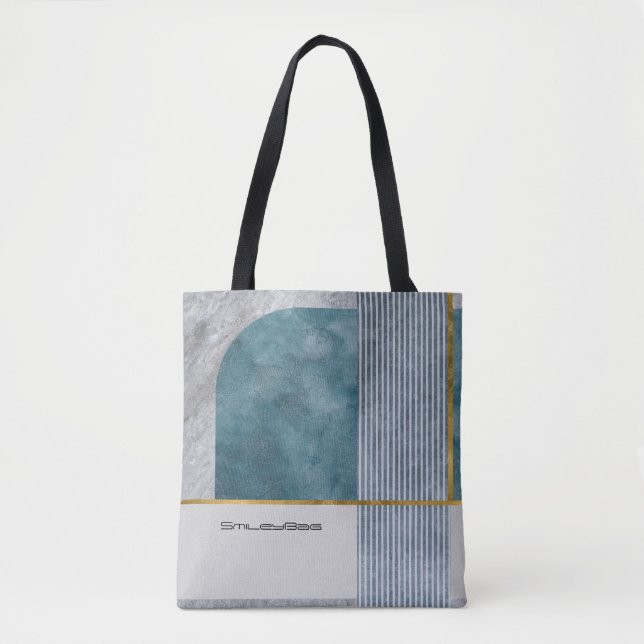 Modern Abstract Tote Bag with Geometric Patterns (Front)