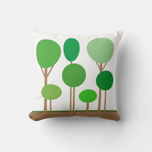 Modern Abstract Trees on White Throw Pillow