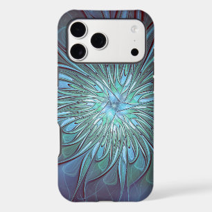 Modern Abstract Trendy Blue Flower Fractal Art