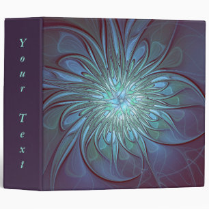 Modern Abstract Trendy Blue Flower Fractal Text Binder
