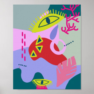 Modern abstract trendy colorful art print artistic