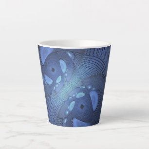Modern Abstract Trendy Dusk Blue Fractal Art Latte Mug