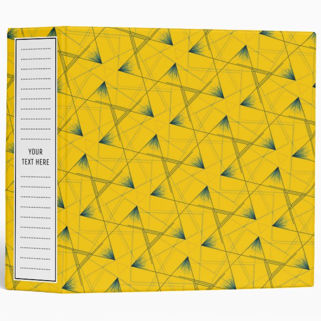 Modern Abstract Triangle Pattern Custom Yellow Binder (Front/Spine)