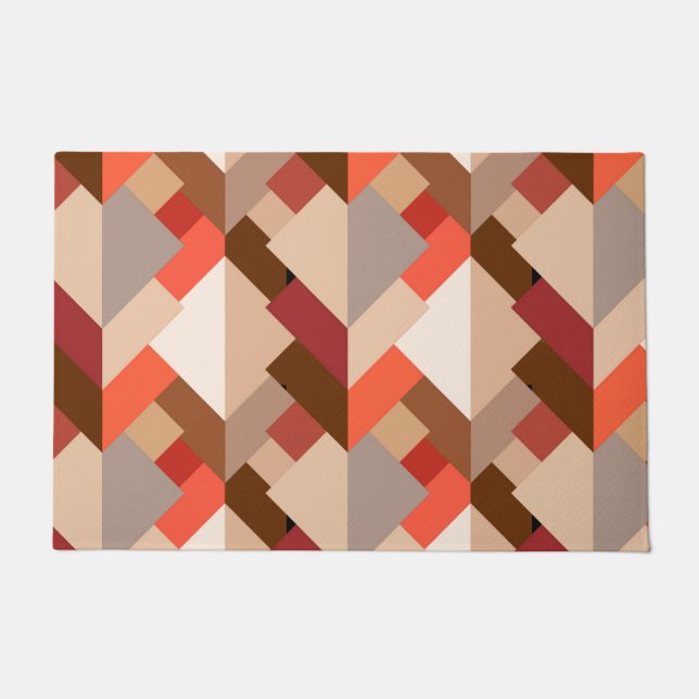 Modern Abstract Triangles, Brown, Taupe and Orange Doormat (Front)