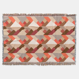 Modern Abstract Triangles, Brown, Taupe and Orange Throw Blanket