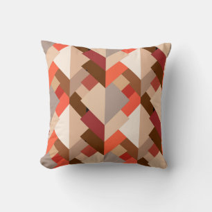 Modern Abstract Triangles, Brown, Taupe and Orange Throw Pillow