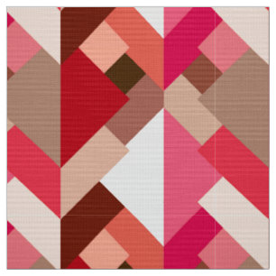 Modern Abstract Triangles, Coral Red and Pink Fabric