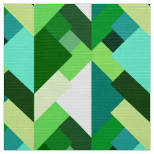 Modern Abstract Triangles, Emerald Green and Aqua Fabric