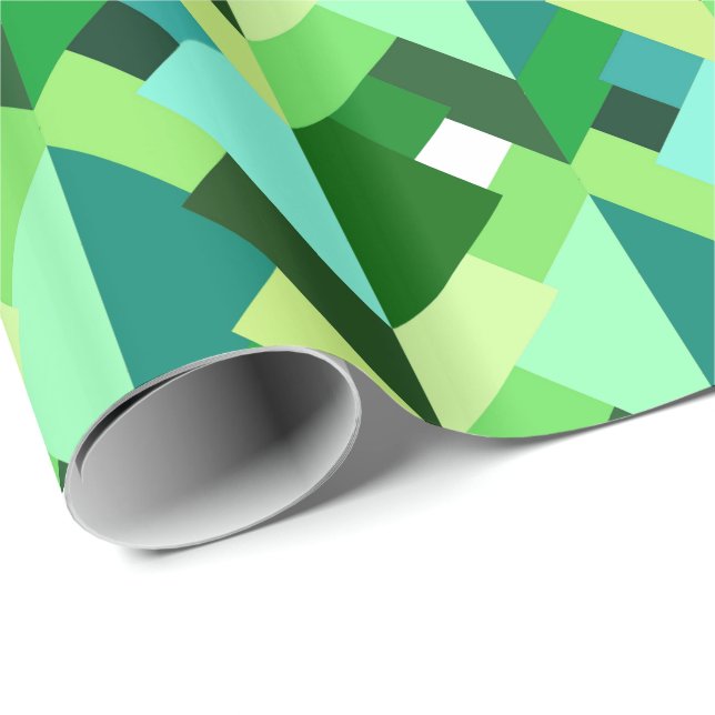 Modern Abstract Triangles, Emerald Green and Aqua Wrapping Paper (Roll Corner)