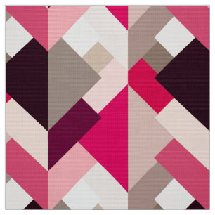Modern Abstract Triangles, Fuchsia Pink and Grey Fabric