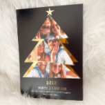 Modern abstract Triangles photos christmas tree  Foil Holiday Card<br><div class="desc">Merry Christmas! Modern abstract Triangles photos christmas tree and Christmas saying pattern with joy,  love,  believe,  peace,  falalala  black text pattern with snowflake and mistletoe. All the colours are editable with real gold foil</div>