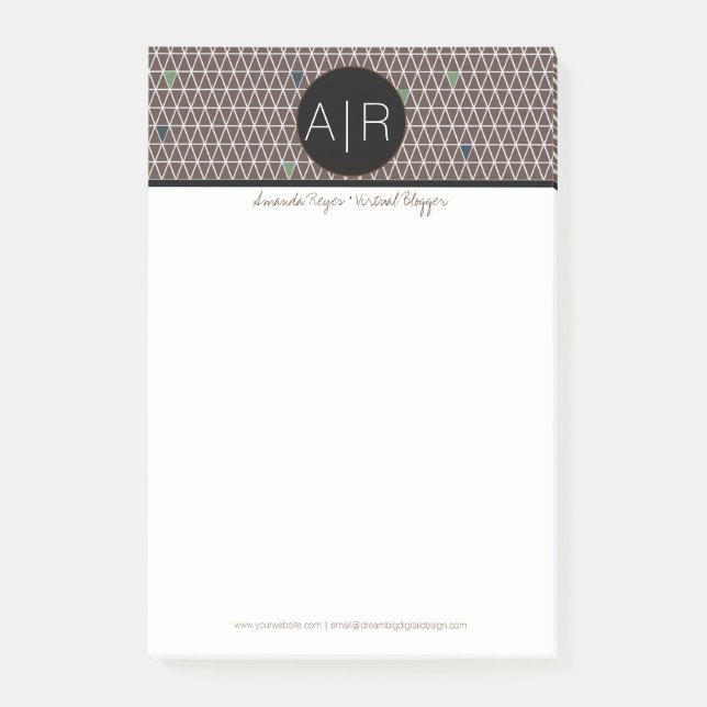 Modern Abstract Triangular Camo Post-it Notes (Front)