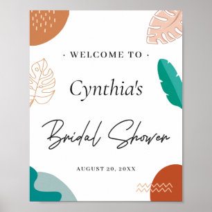 Modern Abstract Tropical Bridal Shower Welcome Poster
