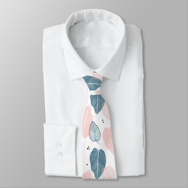 Modern abstract tropical leaves pattern tie (Tied)