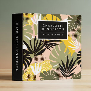 Modern Abstract Tropical Leaves & Polka Dots Binder