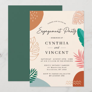 Modern Abstract Tropical Summer Engagement Party Invitation