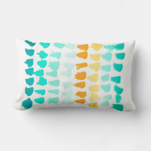modern abstract turquoise and orange pattern lumbar pillow