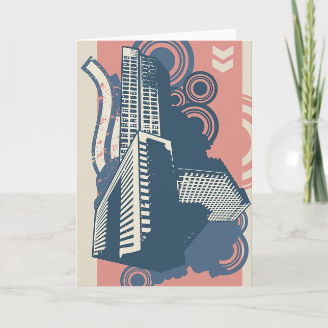 Modern Abstract Urban Background Vibrant Cityscape Card (Creator Uploaded)