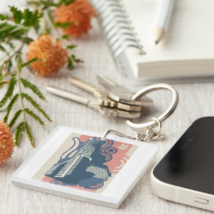 Modern Abstract Urban Background Vibrant Cityscape Keychain