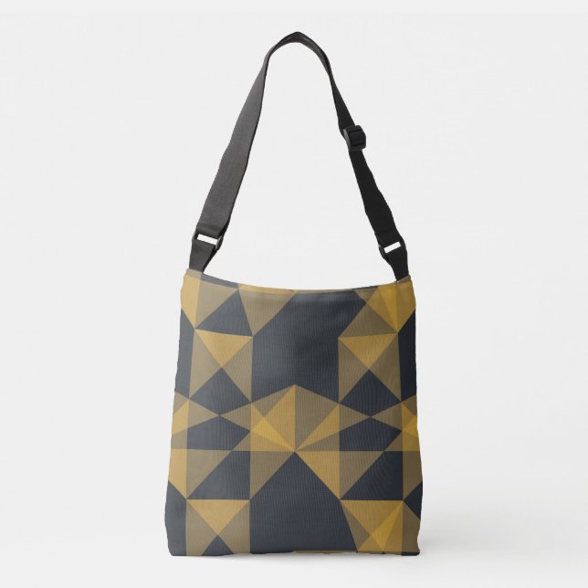 Modern, abstract, urban geometric triangle pattern crossbody bag (Front)