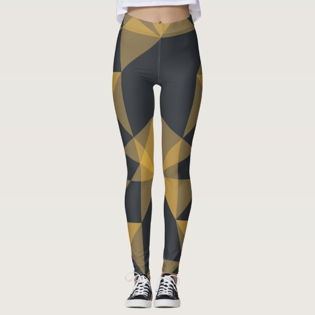 Modern, abstract, urban geometric triangle pattern leggings (Front)